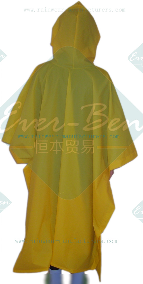 Yellow EVA plastic rain poncho wholesaler
